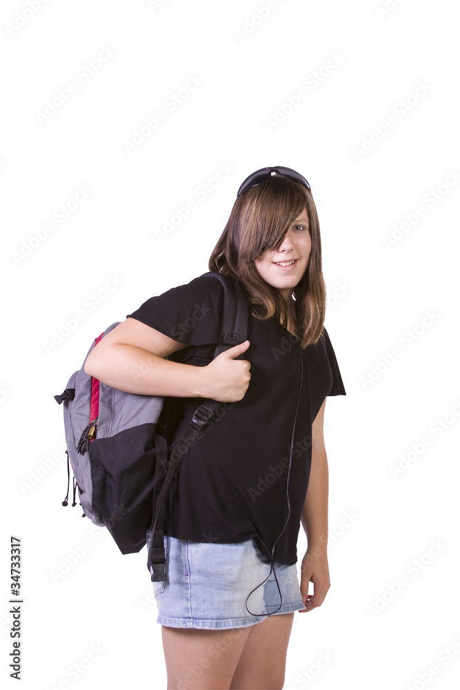 Teenager with her backpack