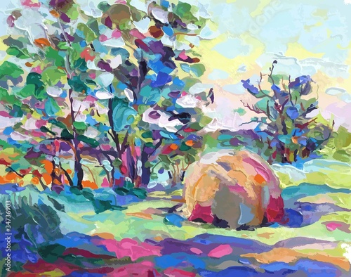 oil painting vector illustration