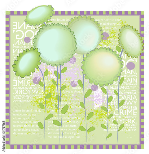 Cute Hand Drawn Flowers on a Grunge Background