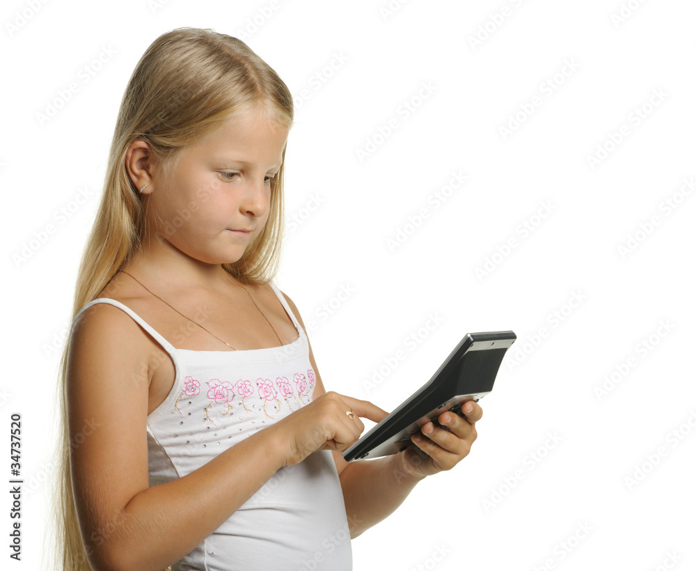 The nine-year girl the blonde with the calculator The nine-year girl the blonde with the calculator