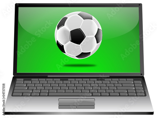 Laptop mit Fußball