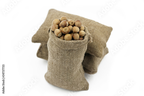 Hazelnuts in Sacks