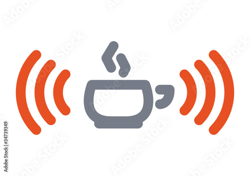 Internet icon: hot cup with wifi wireless signal