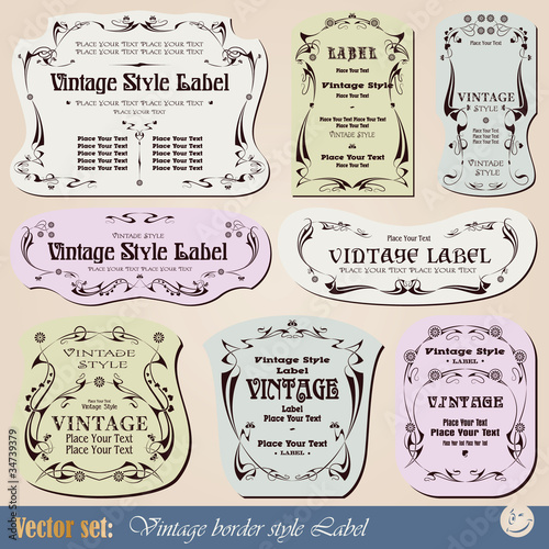 Vintage style labels on different topics