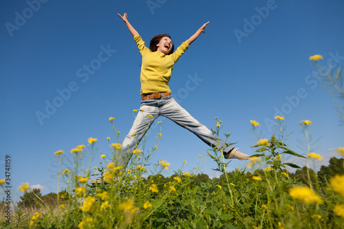 Jumping happy girl