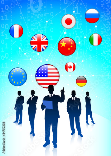 Business Tema with Internet Flag Buttons Background