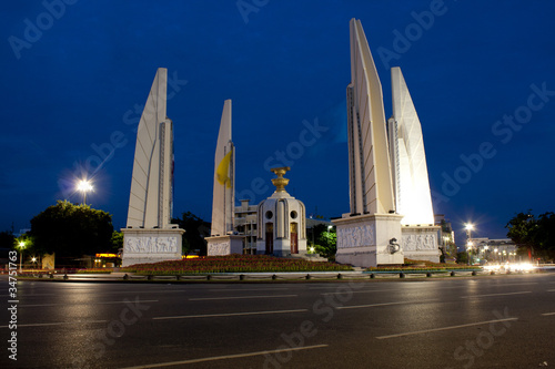 Democracy monument at night, bangkok, Thailand.
