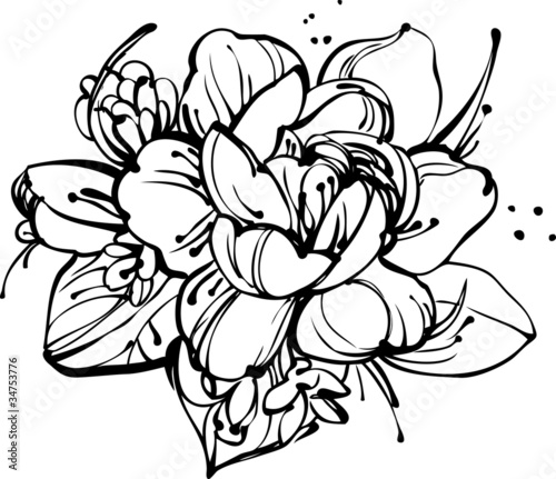 image a small bouquet of roses and snowdrops