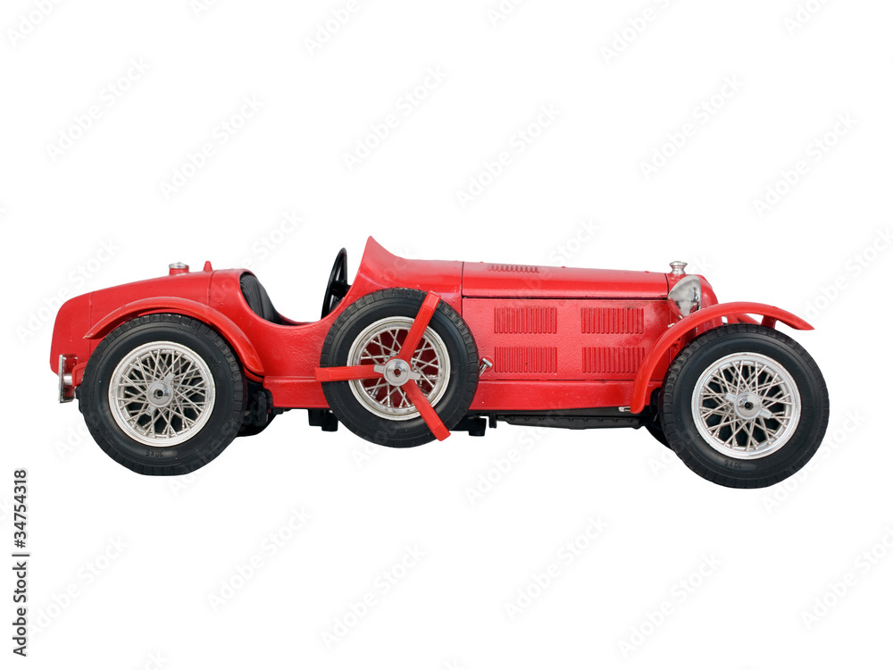 red vitage car isolated on white background