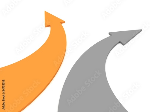 orange gray arrows on white