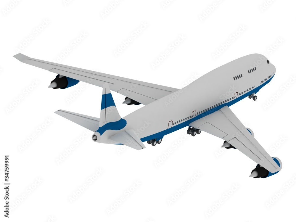 Obraz premium 3D model of airplane isolated on white background