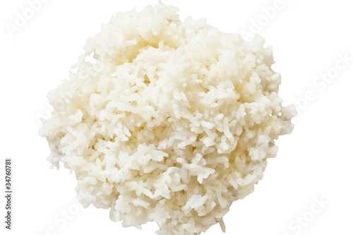 Thai food, jasmine rice cooked isolated on white background