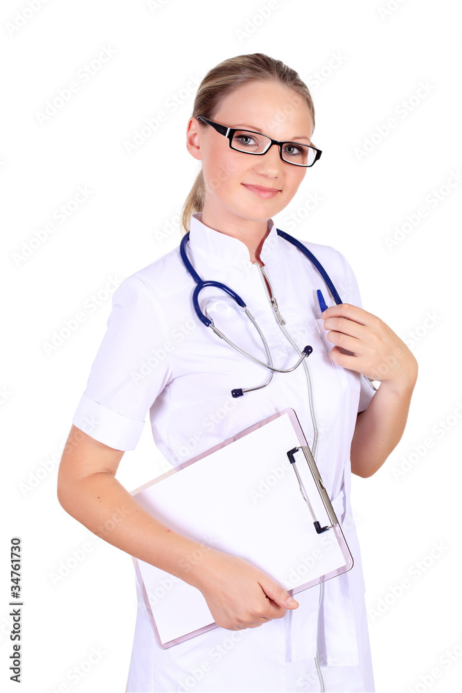 Young female doctor with stethoscope Young female doctor with stethoscope