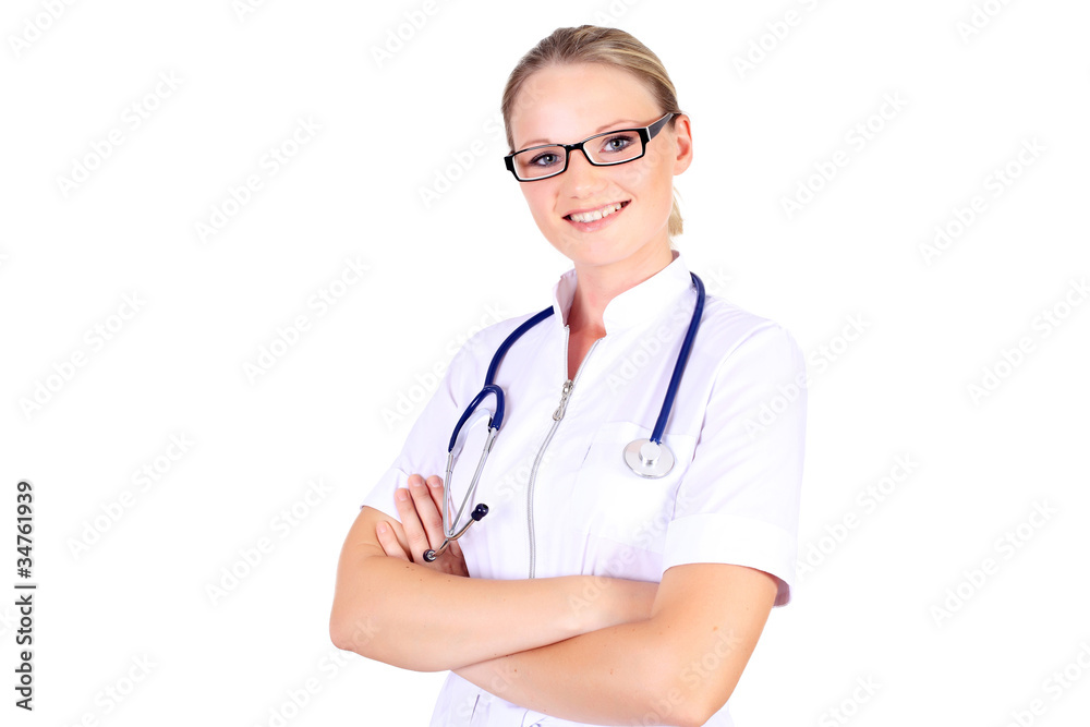 Young female doctor with stethoscope Young female doctor with stethoscope