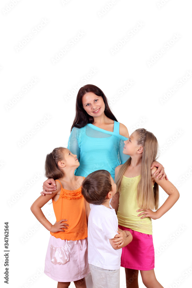 Mother with her three children in studio