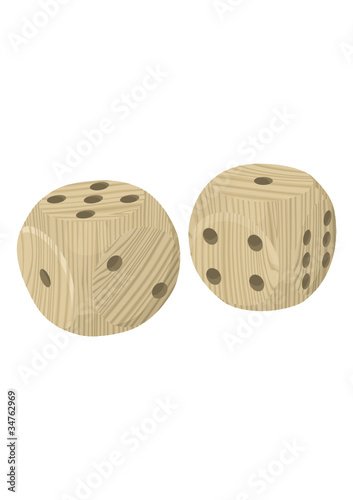 Wooden dices. Vector illustration
