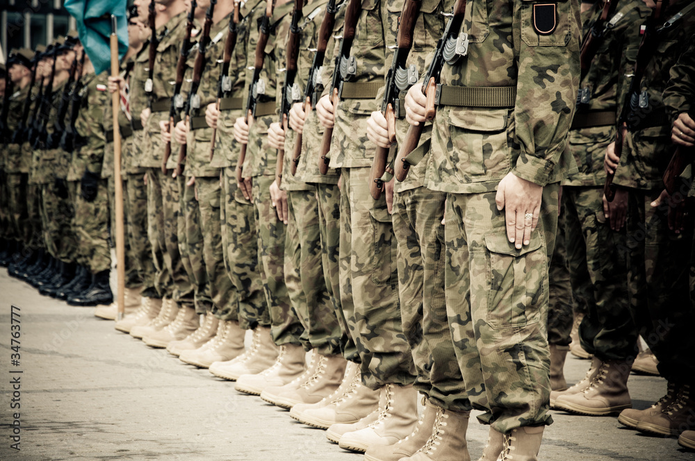 soldiers during the drill on the square soldiers during the drill on the square