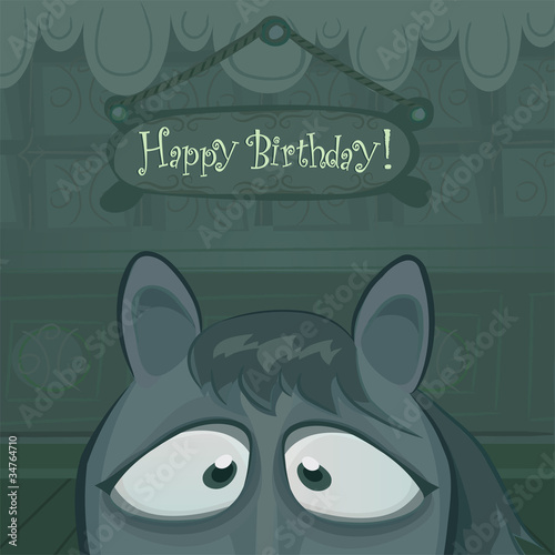 Vector birthday card with funny horse. Text easy removable