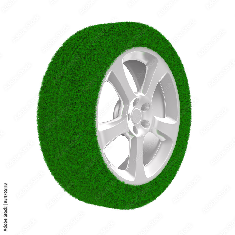 Obraz premium disk wheel from grass. Isolated 3D image