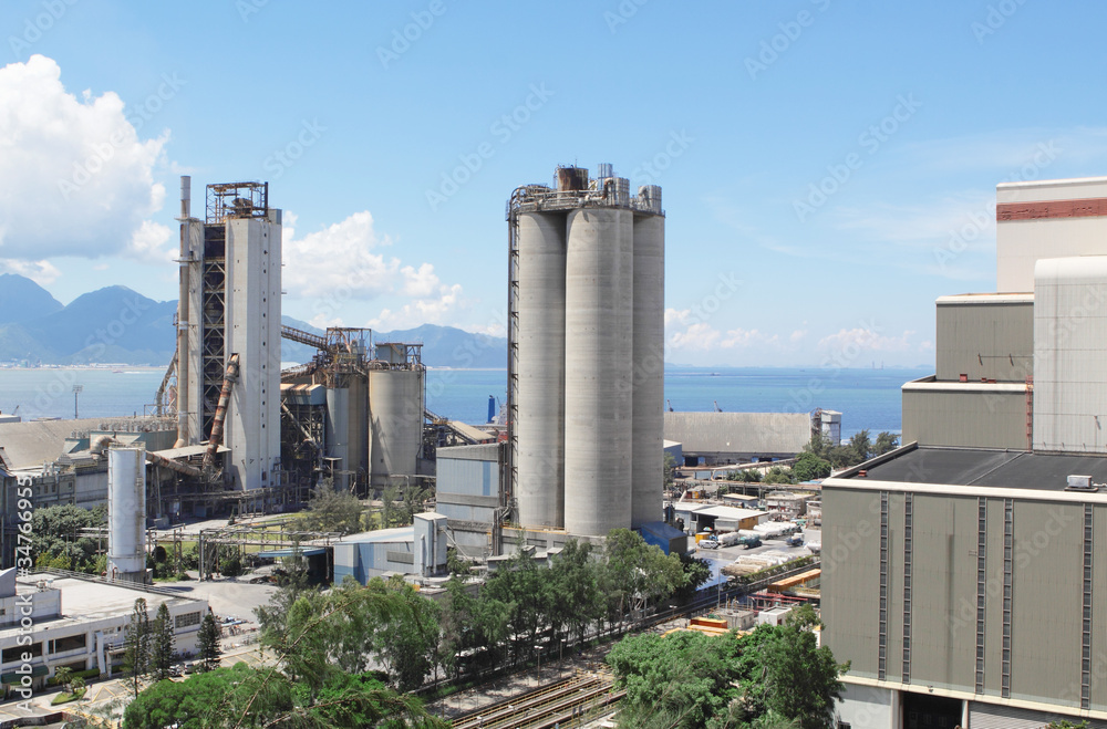 Obraz premium Cement Plant,Concrete or cement factory, heavy industry or const