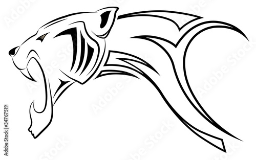Vector leopard, tribal tattoo