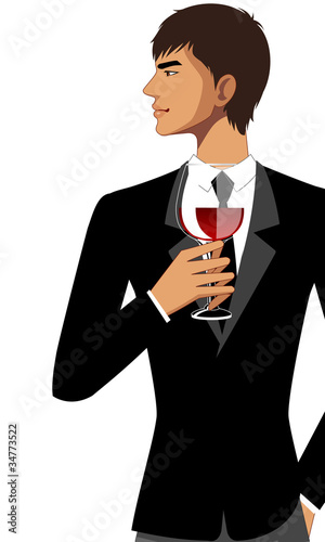 Close-up of man holding wineglass