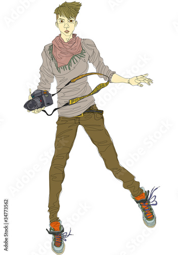 Close-up of man holding camera