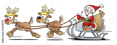 Santa with 2 Reindeers and ...