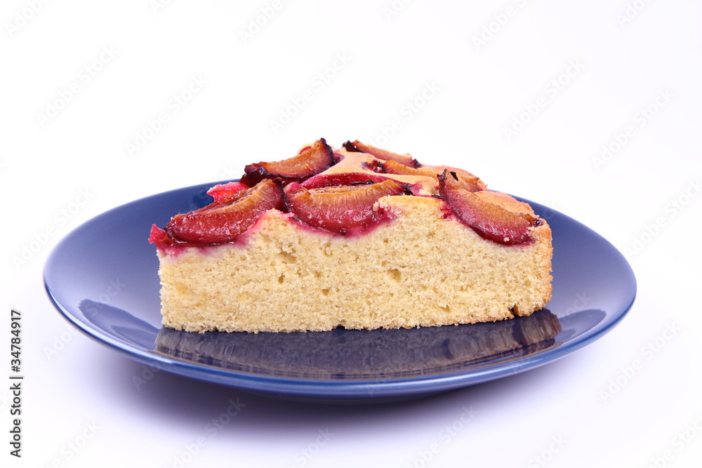 Plum Pie - a piece on a blue plate Plum Pie - a piece on a blue plate