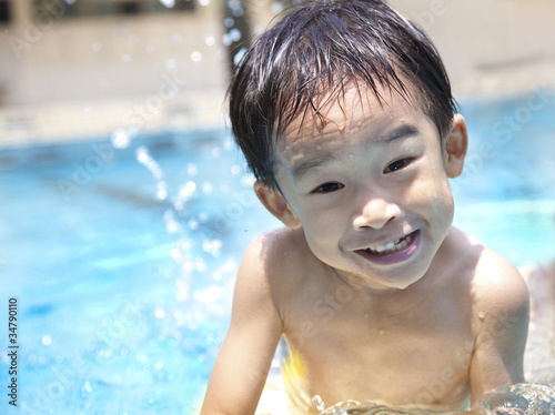 happy Boy in Swimming Pool