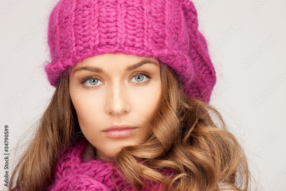 beautiful woman in winter hat