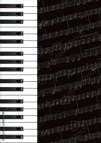 Piano keys and notes.