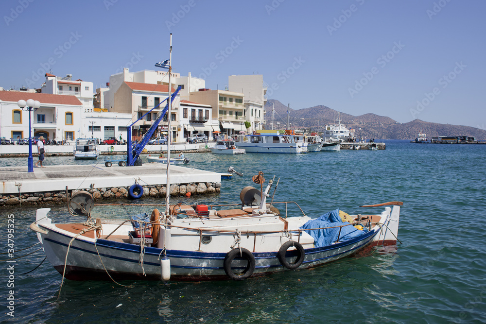 Agios nicolaos - crete - greece harbor from the lake