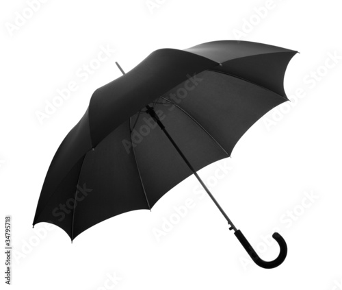 Black umbrella with clipping path