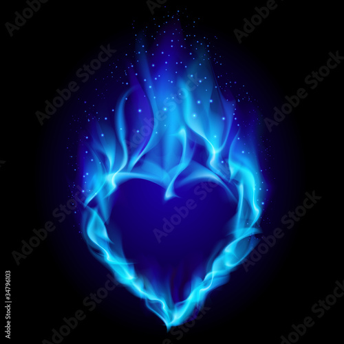 Heart in blue fire
