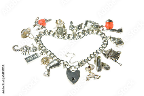 Photography old charm bracelet heart