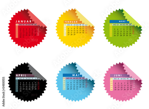 Kalender: Januar, Februar, März, April, Mai, Juni, photo