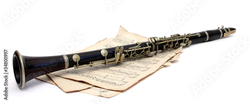 Canvas Print clarinet and music