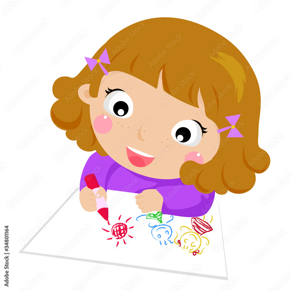 Girl Drawing - Vector Girl Drawing - Vector