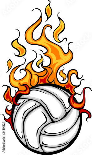 Volleyball Flaming Ball Cartoon