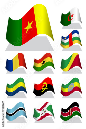 Vector illustration of Africa bending flag