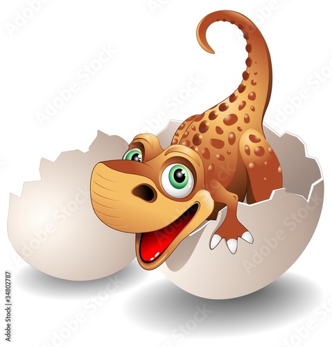 Dinosauro Neonato in Uovo-Baby Dinosaur on his Egg-Vector