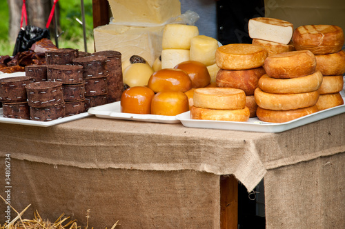 Medieval fair cheese and traditional product display