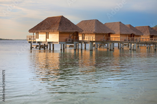 Beach huts in water