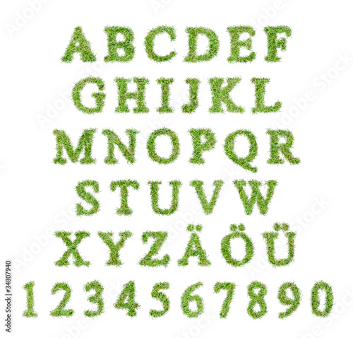 Alphabet with green grass letter