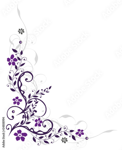 Ranke, flora, Blumen, Blüten, filigran, violett, grau