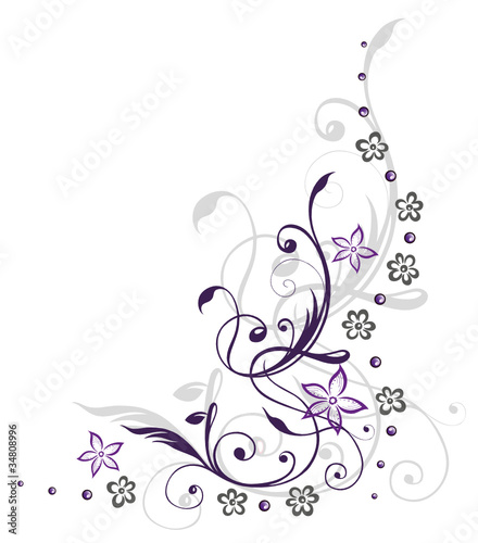 Ranke, flora, Blumen, Blüten, filigran, violett, grau