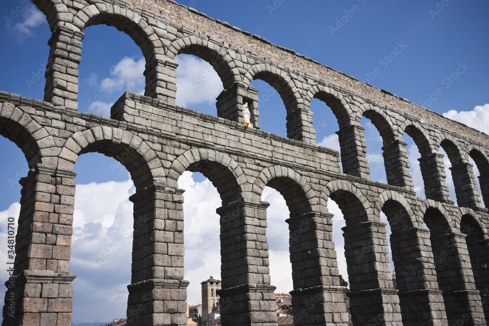 Ancient Roman Acqueduct in Segovia, Spain