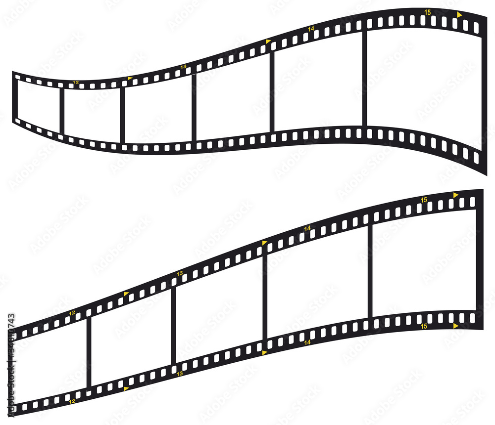 35 mm filmstrip, blank picture frames, isolated on white backgro