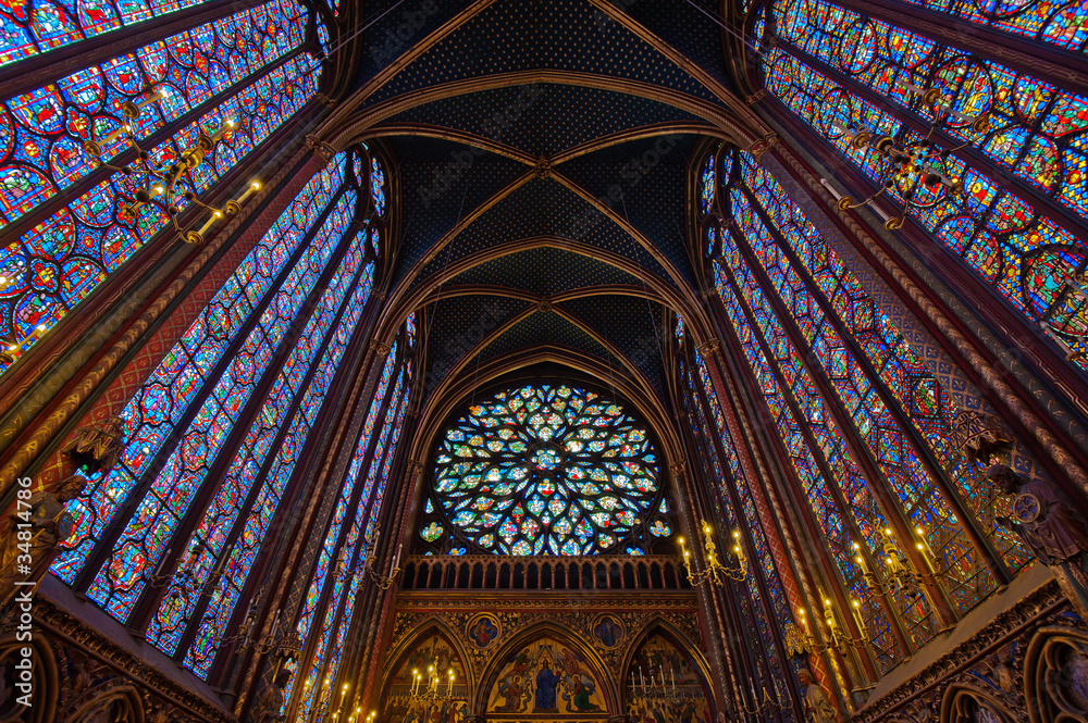 Interior of Sainte-Chapelle, Paris, france